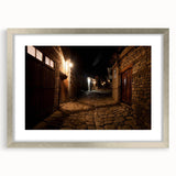 Textured abstract art print of a mountainous Azerbaijan landscape in muted earth tones, framed in silver.