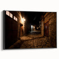 Black and white framed canvas of a vintage-style Azerbaijan landscape, ideal for bedroom wall decor.