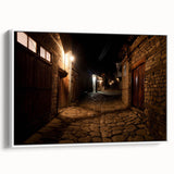 Vintage poster art of an Azerbaijani landscape on a framed canvas with colorful accents, ideal for living room decor.