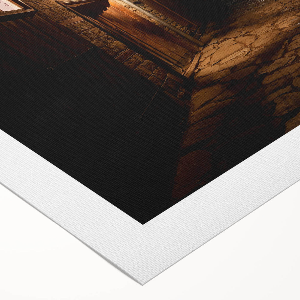 Art Deco poster featuring a muted color illustration of an Asian scenery on rolled canvas, suitable for dining room decor.