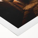 Art Deco poster featuring a muted color illustration of an Asian scenery on rolled canvas, suitable for dining room decor.