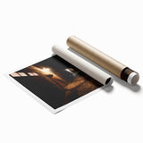 Extra large rolled print of a serene Azerbaijani landscape with soft floral elements in pastel shades.