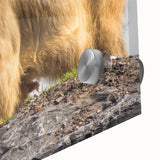 Large abstract wall art print of a Bhutanese landscape on acrylic glass, in muted earth tones, ideal for dining room art.