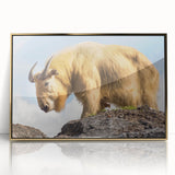 Framed acrylic print featuring a serene Bhutanese landscape in earthy tones, ideal for modern art wall decor.