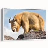 Vintage poster art of Bhutan scenery on a framed canvas, featuring colorful art in extra large size.