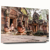 Acrylic glass print of a Cambodian landscape in muted earth tones, suitable for bedroom or dining room decor.