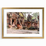 Extra large abstract art print featuring a textured depiction of a Cambodian landscape in muted earth tones on a framed…