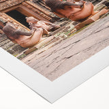 Art deco poster of a Cambodian landscape in muted earth tones on rolled canvas, suitable for dining room wall art.