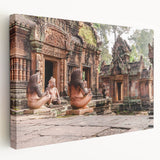 Large canvas print of a serene Cambodian landscape in soft green and blue tones, ideal for kitchen wall art.