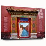 Large abstract wall art of Beijing scenery in muted earth tones on acrylic glass, suitable for bedroom or dining room decor.