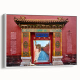 Framed canvas of a textured, colorful Beijing cityscape in black, ideal for large living room walls.