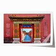Extra large rolled print of Beijing scenery with floral elements in muted earth tones, ideal for dining room wall art.