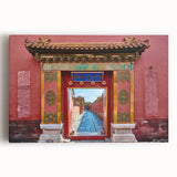 Black and white large art print of Beijing skyline on stretched canvas, suitable for kitchen wall art.