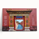 Large art depicting a black and white Beijing landscape on a stretched canvas, ideal for bedroom wall decor.