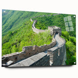 Acrylic print of the Great Wall of China in muted earth tones, suitable for bedroom or dining room decor.