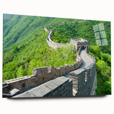 Acrylic print of the Great Wall of China in muted earth tones, ideal for bedroom or dining room art.