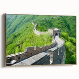 Framed canvas depicting the Great Wall of China in black and gold tones, ideal for bedroom wall art.