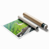 Rolled print of the Great Wall of China in muted earth tones, ideal for classy bathroom wall art.