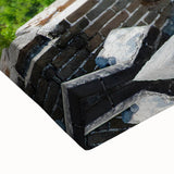 Black and white landscape art painting of the Great Wall of China on stretched canvas, ideal for bedroom wall decor.