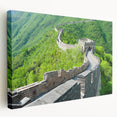 Side view of a stretched canvas featuring the Great Wall of China in muted earth tones, ideal for kitchen wall art.