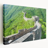 Side view of a stretched canvas featuring the Great Wall of China in muted earth tones, ideal for kitchen wall art.