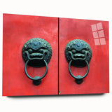 Large abstract art print of Shanghai skyline in muted gray and blue tones on acrylic glass.