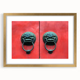 Extra large abstract art print of Shanghai skyline in textured gold frame, ideal for living room decor.