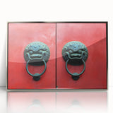 Mid-century modernist Shanghai skyline in muted metallic tones on a framed acrylic, suitable for modern art wall decor.