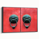 Black and white framed canvas of Shanghai landscape in vintage poster style, suitable for bedroom decor.