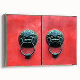 Landscape art painting of Shanghai skyline in colorful hues on a framed canvas, ideal for office wall decor.