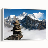Vintage poster art of a Tibetan landscape on framed canvas, featuring vibrant colors, ideal for living room decor.