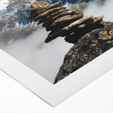 Art deco poster of Tibet scenery in muted earth tones on rolled canvas, suitable for dining room wall art.