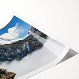 Extra large wall art featuring line art flowers over a muted Tibet scenery on rolled print; ideal for large living room…