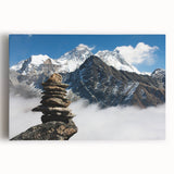 Black and white stretched canvas of Tibetan landscape, ideal for kitchen wall art.