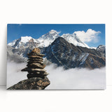 Black and white photograph of a Tibetan landscape on stretched canvas, suitable as kitchen wall art or for a bedroom.