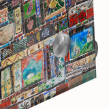 Large abstract wall art on acrylic glass featuring a mid-century modernist Georgia scenery, ideal for dining room art.