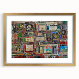 Extra large abstract art print featuring a textured depiction of the Georgia landscape in muted earth tones, framed in gold.