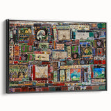 Black and white landscape painting of Georgian scenery on framed canvas, ideal for bedroom wall decor.