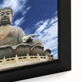 Black wall art featuring a textured Hong Kong skyline in vibrant colors on a framed canvas, ideal for a living room.