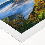 Art deco poster featuring a vibrant Indonesian landscape on rolled canvas, ideal for dining room decor.