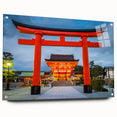 Acrylic print of a serene Kyoto landscape in muted green and brown tones, ideal for bedroom or dining room decor.
