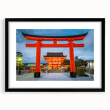 Extra large abstract art print featuring a colorful, textured depiction of Kyoto scenery on a black framed canvas.