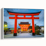 Vintage poster art of Kyoto scenery on framed canvas, featuring colorful art in extra large format ideal for living room.