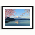 Extra large framed print of abstract Mount Fuji in vibrant colors, ideal for living room decor.