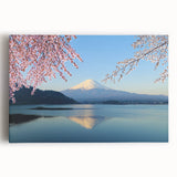 Black and white print of Mount Fuji on a large stretched canvas, ideal for kitchen wall art.