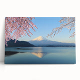 Black and white image of Mount Fuji on a large stretched canvas, ideal for kitchen wall art or bedroom decor.