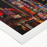 Art deco poster of Tokyo skyline in vibrant colors on rolled canvas, suitable for dining room wall art.