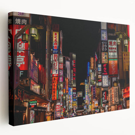 Large art on stretched canvas depicting Tokyo cityscape in muted gray and blue tones, ideal for kitchen wall art.