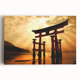 Black and white large art of a serene Japanese landscape on stretched canvas, ideal for kitchen wall art.