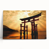 Black and white large art print of a serene Japanese landscape on stretched canvas.